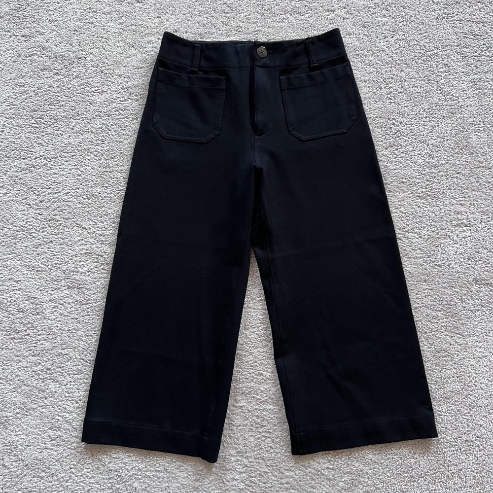 Maeve Anthropologie The Colette Ponte Pants Womens 29P Black Wide Leg Cropped